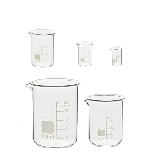 CUEMOON 5 Stück Messbecher aus Borosilikatglas mit klar, 100 ml 50 ml 25 ml 10 ml 5 ml Messbecher Borosilikatglas für Labor Experiment Medizin CUEMOON 5 Stück Messbecher aus Borosilikatglas mit klar, 100 ml 50 ml 25 ml 10 ml 5 ml Messbecher Borosilikatglas für Labor Experiment Medizin von CUEMOON