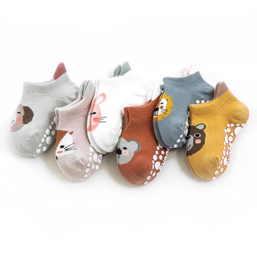 CUEMOON 6 Paar rutschfeste Socken für Jungen, Mädchen, Kinder, Cartoon-Socken, 6 Farben, 3 mesi CUEMOON 6 Paar rutschfeste Socken für Jungen, Mädchen, Kinder, Cartoon-Socken, 6 Farben, 3 mesi von CUEMOON