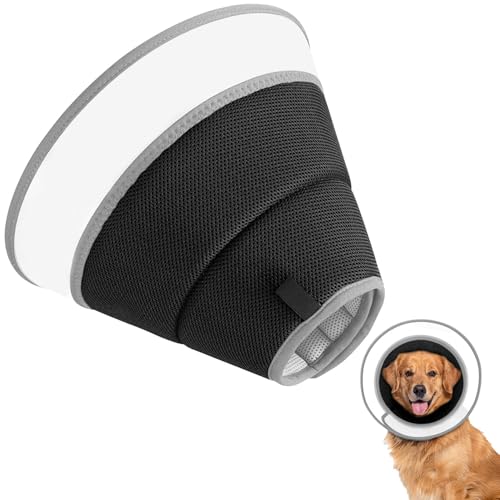 CUEMOON Alternatives Kegel-Halsband für Hunde, weicher Kegel für Hunde nach der Operation, Anti-Biss oder Lecken Schwarz, XL CUEMOON Alternatives Kegel-Halsband für Hunde, weicher Kegel für Hunde nach der Operation, Anti-Biss oder Lecken Schwarz, XL von CUEMOON