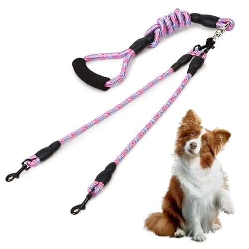 CUEMOON Doppelleine Hundeleine, Leine für Kleine und Mittlere Hunde, Anti-Tangle Dog Leash, Abnehmbare Hundeleinen von CUEMOON