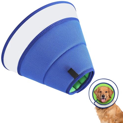 CUEMOON Elisabethanisches Halsband für Hunde, weich, alternatives Kegelhalsband für Hunde, weicher Kegel für Hunde nach der Operation, Anti-Biss oder Lecken, Blau, M CUEMOON Elisabethanisches Halsband für Hunde, weich, alternatives Kegelhalsband für Hunde, weicher Kegel für Hunde nach der Operation, Anti-Biss oder Lecken, Blau, M von CUEMOON