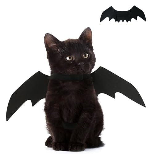 CUEMOON Halloween Katze Katzenbekleidung Kostüm Fledermaus Flügel Hundekostüm Halloween Dekoration Hund Brust und Rücken Fledermaus für Haustier Größe S von CUEMOON