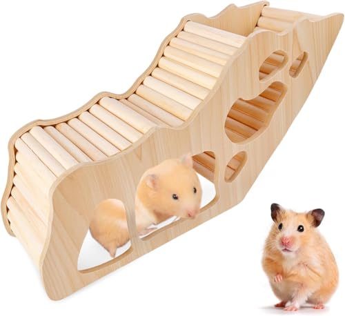 CUEMOON Hamster-Kletterleiter, Hamsterhaus aus Holz, Watchbox Hamster, Zwerghamster Zubehör für Den Käfig für Rennmäuse Ratten Meerschweinchen von CUEMOON