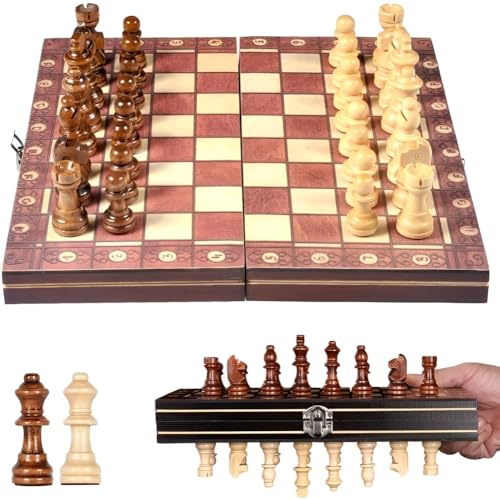 CUEMOON Holzschachspiel für Erwachsene,29 × 29 cm Einklappbar Schachbrett Schach Magnetic, Kinder Chess Board Magnetisch, Magnetisches Reise Schach Brett Set für Kinder und Erwachsene CUEMOON Holzschachspiel für Erwachsene,29 × 29 cm Einklappbar Schachbrett Schach Magnetic, Kinder Chess Board Magnetisch, Magnetisches Reise Schach Brett Set für Kinder und Erwachsene von CUEMOON