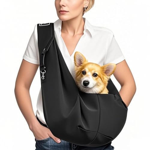 CUEMOON Reisetasche für Hunde, Transporttasche für Spaziergänge und im Freien, für Hund/Katze bis 7,5 kg,Schwarz von CUEMOON