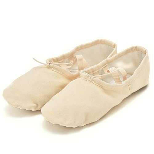 CUEMOON Tanzschuhe, Yoga-Schuhe, Übungsschuhe mit weicher Sohle, beige, 26/26.5 EU X-Stretta von CUEMOON