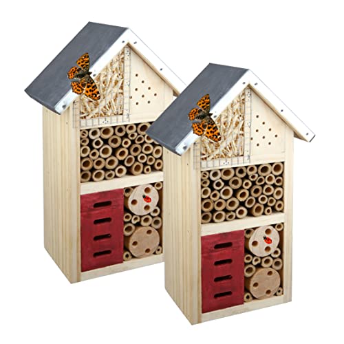 CULT at home 2 x Insektenhotel – Nistkasten für Nützlinge – Höhe 26 cm – Bienenhotel, Schmetterlingshaus, Insektenhaus aus Holz von CULT at home