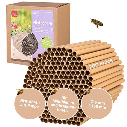CULT at home 200 Nisthülsen für Wildbienen Insektenhotel Ø 6 mm - Länge 15 cm – Zubehör Füllmaterial Ersatz zum Nachfüllen Bauen und Basteln von Nisthilfen Bienenhotel von CULT at home