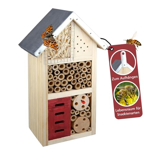 CULT at home Insektenhaus – Nistkasten für Nützlinge – Höhe 26 cm – Bienenhotel Schmetterlingshaus Insektenhotel Marienkäferhaus aus Holz von CULT at home