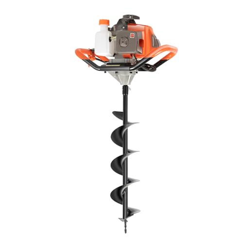 CUMELLIIR 52cc Erdlochbohrer Benzin Mit 3 Bohrer(4", 6" und 8"), Benzin Erdbohrer Brunnenbohrer Bodenbohrer Für Gärten Landwirtschaft, 8500rpm, 1.9kw von CUMELLIIR