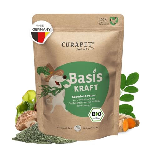 Bio Barf Pulver für Hunde - CURAPET - unterstützt Immunsystem & Stoffwechsel, Haut & Fell, Spirulina, Moringa, Chlorophyll & Vitamin E - 200 g (max. 80 Portionen) von CURAPET