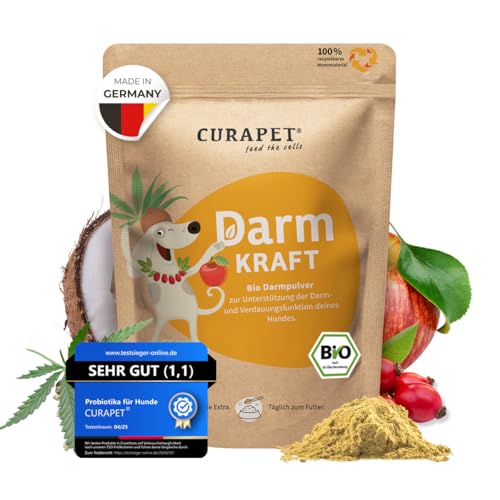 Bio Darmpulver für Hunde - CURAPET - mit Probiotika & Präbiotika: unterstützt die Verdauung, Darmflora & Darmsanierung bei Hunden. – max. 80 Portionen von CURAPET