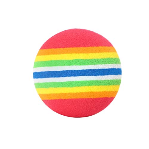 CUSROS 1/5/10 Stück EVA-Regenbogen Streifen Muster Schaumstoff Hüpfball Katzenspielzeug Kauspielzeug Geschenk für Ihr Haustier Mehrfarbig 1 Stück von CUSROS