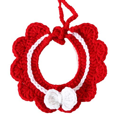 CUSROS Handgefertigtes Strickhalsband mit Schleife und Schleife, verstellbar, Größe S, Rot von CUSROS