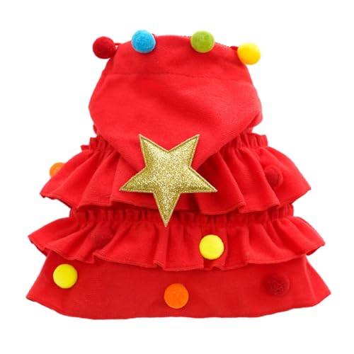 CUSROS Haustier-Winterkleidung, Weihnachtsumhang, Cosplay-Kostüm mit Plüschball, Sterndekor, Rüschensaum, festliches Neujahr, Hund, Katze, Foto-Requisite, Herbsturlaub, Umhang, Schal Rot S CUSROS Haustier-Winterkleidung, Weihnachtsumhang, Cosplay-Kostüm mit Plüschball, Sterndekor, Rüschensaum, festliches Neujahr, Hund, Katze, Foto-Requisite, Herbsturlaub, Umhang, Schal Rot S von CUSROS