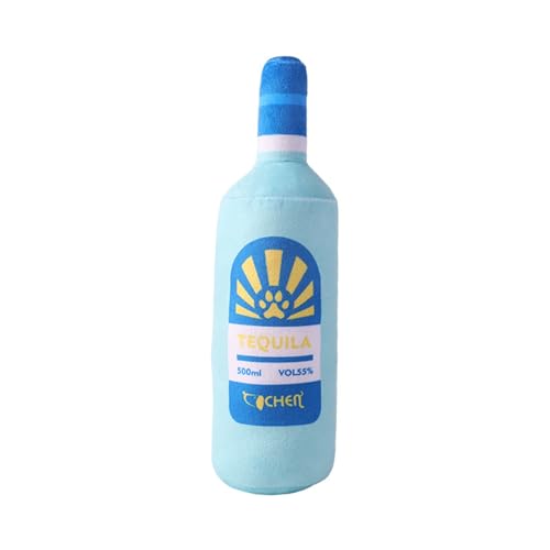 CUSROS Hundebackenspielzeug, Hundebissspielzeug, Hundespielzeug, Plüsch, Wein-Whisky-Flasche, quietschendes Knisterspielzeug, Haustier-Beißring für mittelgroße, kleine und große Hunde Himmelblau CUSROS Hundebackenspielzeug, Hundebissspielzeug, Hundespielzeug, Plüsch, Wein-Whisky-Flasche, quietschendes Knisterspielzeug, Haustier-Beißring für mittelgroße, kleine und große Hunde Himmelblau von CUSROS