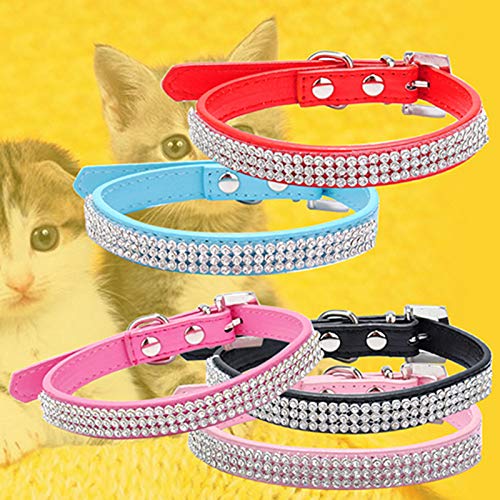 CUSROS Hundehalsband Verstellbar Tragbar Kunstleder Colorul Pet Supplies Katzenhalsband Band Geschenk Für Ihr Haustier Schwarz M. von CUSROS