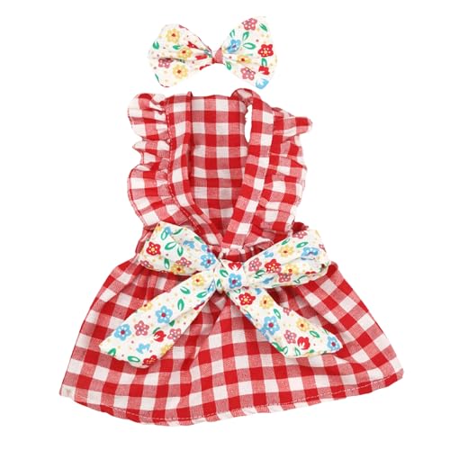 CUSROS Hundekleidung mit Rüschenärmeln, weiche, Nicht einschränkende Haustierkleidung, 1 Set, Kleid, Schleife, Dekor, kariert, Sommerkatze mit Kopfschmuck Rot Xs CUSROS Hundekleidung mit Rüschenärmeln, weiche, Nicht einschränkende Haustierkleidung, 1 Set, Kleid, Schleife, Dekor, kariert, Sommerkatze mit Kopfschmuck Rot Xs von CUSROS