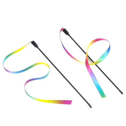 CUSROS Interaktives Katzenspielzeug, buntes Gurtband, 2 Stück, Stick, doppelseitig, Regenbogenfarben, Kratzfest, bissfest A CUSROS Interaktives Katzenspielzeug, buntes Gurtband, 2 Stück, Stick, doppelseitig, Regenbogenfarben, Kratzfest, bissfest A von CUSROS