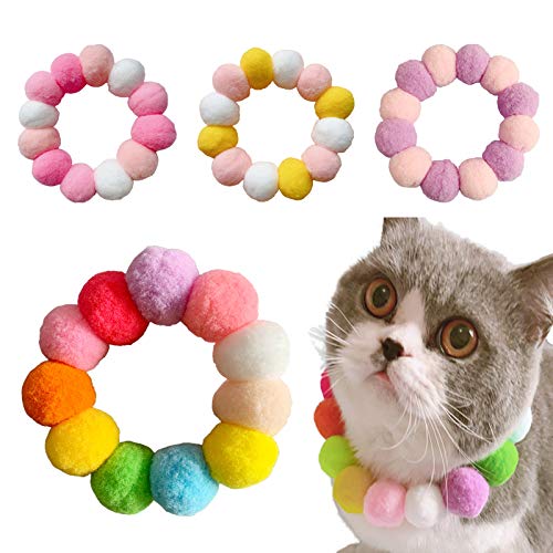 CUSROS Katze Bunte Plüschkugeln Halsband Hundehalsring Riemen Fotografie Kragen Band Geschenk Für Ihr Mehrfarbig XL von CUSROS
