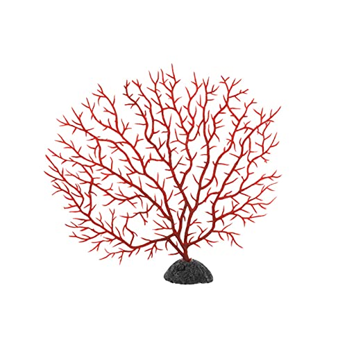 CUSROS Künstlicher Pfauenbaum, lebensechte dekorative künstliche Wasserpflanzen Wiederverwendbare Praktisch für Fische Rot S von CUSROS