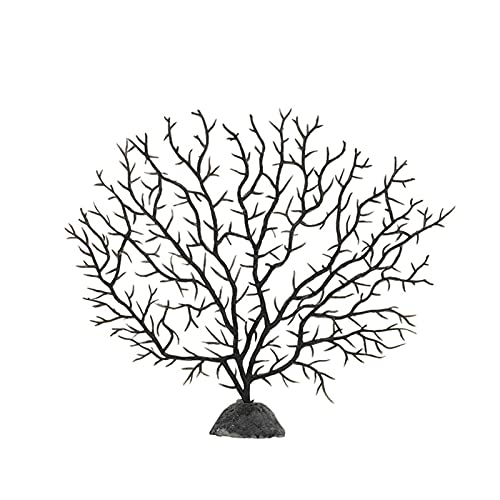 CUSROS Künstlicher Pfauenbaum, lebensechte dekorative künstliche Wasserpflanzen Wiederverwendbare Praktisch für Fische Schwarz L von CUSROS