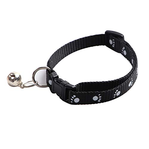 CUSROS Modisches Hundehalsband mit Schnalle, Pfotenabdruckmotiv, verstellbar, mit Glöckchen, Leine, einfache Kontrolle, für Spaziergänge im Freien, Schwarz, Einheitsgröße CUSROS Modisches Hundehalsband mit Schnalle, Pfotenabdruckmotiv, verstellbar, mit Glöckchen, Leine, einfache Kontrolle, für Spaziergänge im Freien, Schwarz, Einheitsgröße von CUSROS