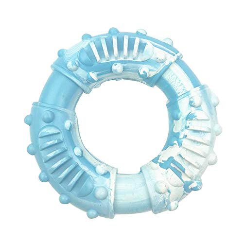 CUSROS Pet Molar Toy Ring Form Kaut Reinigungszähne Unzerstörbares Gummi Training Kauspielzeug Geschenk Für Ihr Haustier Blau Weiss Einheitsgröße von CUSROS