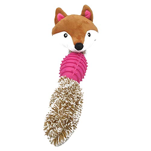 CUSROS Plüsch Hamster Fuchs Sound Puppe Anti Biss Haustier Hund Zähne Molar Schleifen Reinigung Kauen Spielzeug Geschenk für Ihr Haustier Rose Rot Einheitsgröße von CUSROS