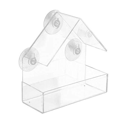 CUSROS Transparentes Acrylfenster-Vogelhäuschen-Starkes Saugnapf-hängendes Käfig-Haus Für Haus Außerhalb Haustiergeschenk Transparent Einheitsgröße von CUSROS