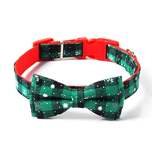 CUSROS Verstellbares Halsband für Katzen und Hunde, Weihnachtsmotiv, Schneeflocke, Rot / Grün, Größe M von CUSROS