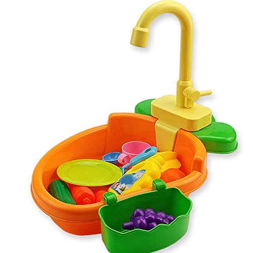 CUSROS Vogelbad Spielzeug Set, Kinder Waschbecken Badewanne Dusche Vogel Badezimmer Wasserhahn Küche Set Spielhaus Spielzeug Geschenk Orange Einheitsgröße von CUSROS