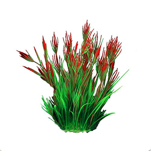 CUSROS Wassergrassimulation, Aquariumsimulation Wasserpflanzen Künstliche Aquarienpflanzen, Plastische Künstliche Aquarienfischpflanze Zur Dekoration Grün Rot Einheitsgröße von CUSROS