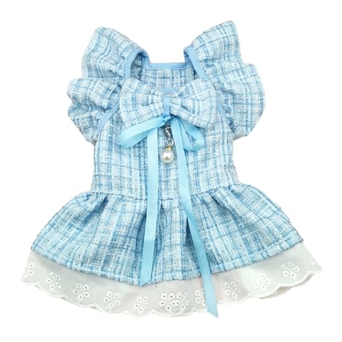 CUSROS Weiches, atmungsaktives Haustierkleid, elegant, mit Traktionsring, fliegenden Ärmeln, Schleife, Kopfbedeckung, Kunstperlen-Anhänger, Dekor, Katze, Hund, Prinzessin, Zubehör. Fein Blau XL CUSROS Weiches, atmungsaktives Haustierkleid, elegant, mit Traktionsring, fliegenden Ärmeln, Schleife, Kopfbedeckung, Kunstperlen-Anhänger, Dekor, Katze, Hund, Prinzessin, Zubehör. Fein Blau XL von CUSROS