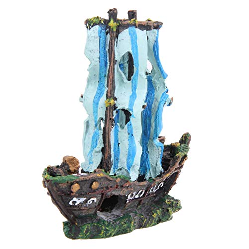 CUSROS Wreck Boot Ornament, Exquisite lebensechte künstliche Wasserornament, Harz Aquarium Dekoration gebrochenes Boot Schiff für Zuhause 3 One Size von CUSROS
