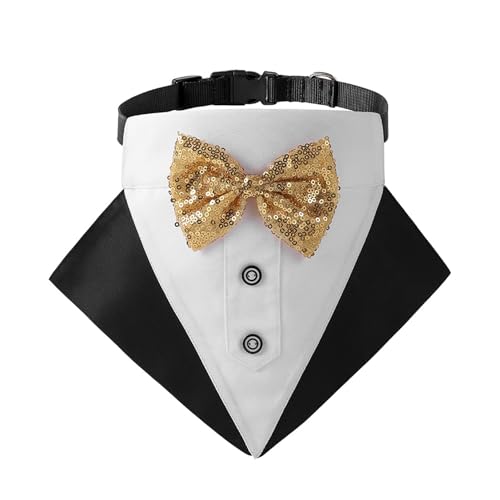 Haustier-Fliegenhalsband, Hunde-Smoking-Kostüm, Fliege, Bandanas, Hunde-Smoking, Hochzeitsfeier, Weste, Anzug mit gold-/weinroter Fliege, Outfit-Kleidung für kleine, mittelgroße und große Hun Wei Haustier-Fliegenhalsband, Hunde-Smoking-Kostüm, Fliege, Bandanas, Hunde-Smoking, Hochzeitsfeier, Weste, Anzug mit gold-/weinroter Fliege, Outfit-Kleidung für kleine, mittelgroße und große Hun Wei von CUSROS
