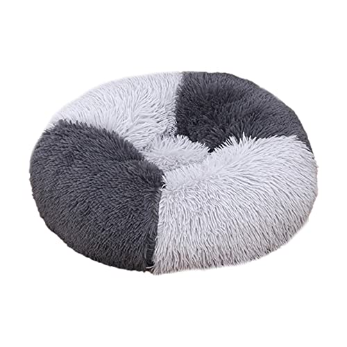 Hunde- und Katzenbett mit Kissen, rutschfeste Unterseite, rund, lang, Plüsch, für warmes Schlafen – #5 von CUSROS
