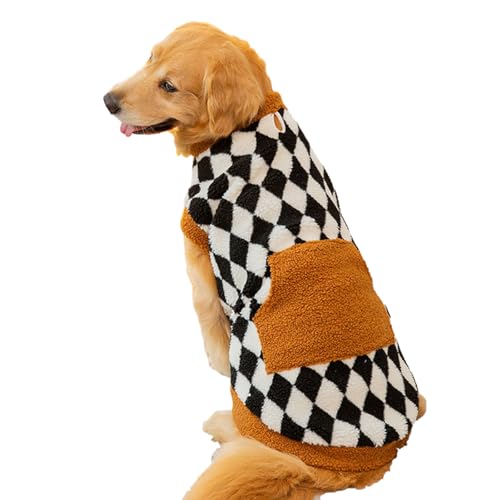 Hundekleidung mit Schachbrettmuster, gemütlich, praktisch, mit karierten Taschen im Zweibein-Design, weich, warm, bequem, Haustierpullover für langlebige Kleidung, kleine Spielzeuge Schwarz 4xl von CUSROS
