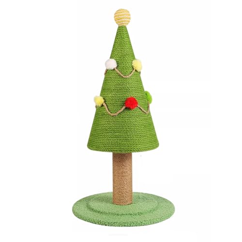 Katzenkratzbaum mit Haarball-Kratzer, Weihnachtsbaum-Design, Plüsch-Simulationsrasen, großes, verschleißfestes Spielzeug, Kratzunterlage 30 cm Grün von CUSROS