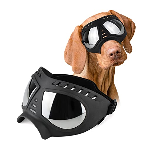 CUTIECLUB Goggles for Dogs, Pet Sonnenbrille Goggles Soft Frame Mask Goggles Winddicht Eye Protection Glasses Silver von CUTIECLUB