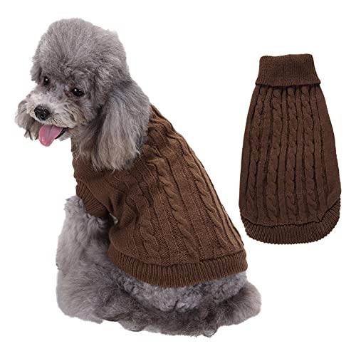 CUTIECLUB Hundepullover, warm, klassisch, Rollkragenpullover, Strickjacke, Kapuze, geeignet für Welpen, Hunde, Katzen, Haustiere, Kaffee, Größe 3XL von CUTIECLUB