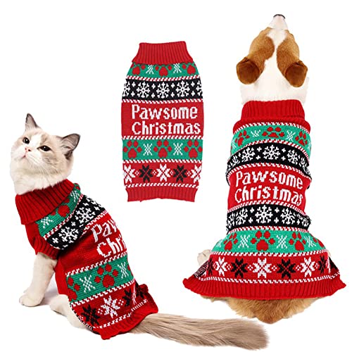CUTIECLUB Hundepullover für Weihnachten, gestrickte Weihnachts-Rentier-Haustier-Katzenpullover Winterkleidung für kleine bis mittelgroße Hunde Katzen XL von CUTIECLUB