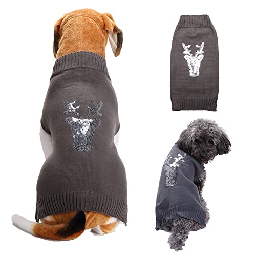 CUTIECLUB Hundepullover für Weihnachten, gestrickte Weihnachts-Rentier-Haustier-Katzenpullover Winterkleidung für kleine bis mittelgroße Hunde Katzen XS von CUTIECLUB