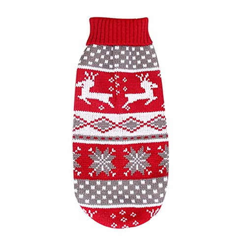 CUTIECLUB Weihnachtspullover für Hunde, klassischer Rollkragenpullover, weicher, warmer Wintermantel für Welpen, Hunde, Katzen, Festivalkleidung, Rot 16 von CUTIECLUB