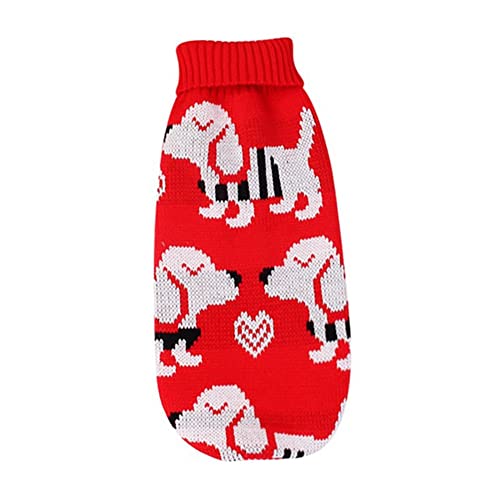 CUTIECLUB Weihnachtspullover für Hunde, klassischer Rollkragenpullover, weicher warmer Wintermantel für Welpen, Hunde, Katzen, Festivalkleidung, roter Hund 6 von CUTIECLUB