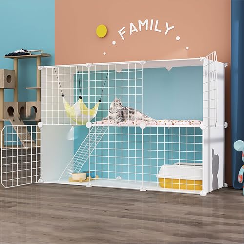 CUTPOIY Katzenkäfig für den Innenbereich, Katzenkäfig mit Metalldraht, dichtes, abnehmbares Katzenhaus mit Hängematte, Kleintierkäfige für kleine Haustiere, Katzen, Welpen, Größe: 75 x 39 x 73 cm (111 von CUTPOIY