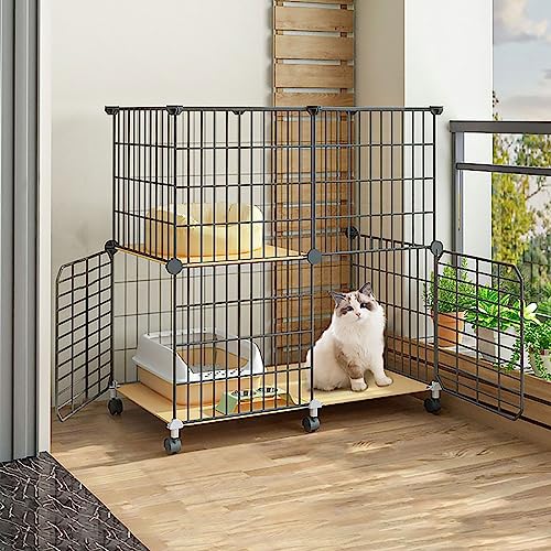 CUTPOIY Katzenkäfige für den Innen- und Außenbereich, abnehmbarer Kleintierkäfig, Katzenlaufstall, Welpenbox, halbgeschlossener Katzenschrank, für kleine Haustiere, Katzen, Welpen, Schwarz (Größe: 75 von CUTPOIY