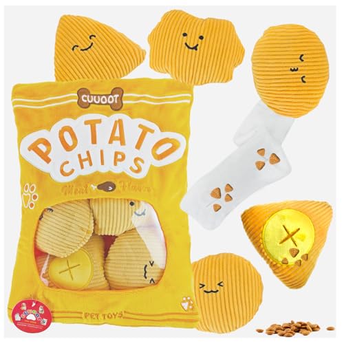Hundespielzeug Kleine Hunde,Crinkly Squeaky Hundespielzeugs Interaktives Plüsch Hundespielzeug spielzeug Puzzle und Bereicherung Spielzeug für kleine, mittlere und große Hunde (Potato-chips-01) von CUUOOT