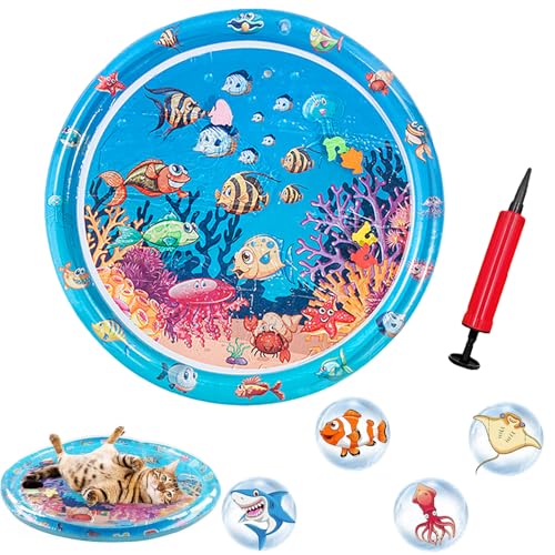 ARTGUTS Wassermatte Katze Kratzfest, Abkühlung für Katzen mit Wasserspielmatte und Kühlmatte, Katzenpool mit Fischen für Haustiere im Sommer, sensorische Spielmatte für Katzenkühlung und Spielzeug (B) ARTGUTS Wassermatte Katze Kratzfest, Abkühlung für Katzen mit Wasserspielmatte und Kühlmatte, Katzenpool mit Fischen für Haustiere im Sommer, sensorische Spielmatte für Katzenkühlung und Spielzeug (B) von CUVZORA