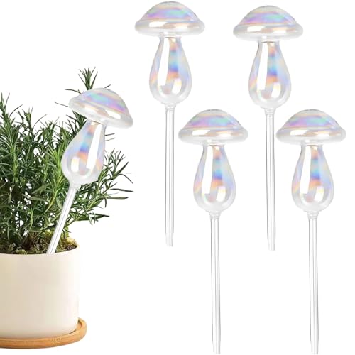 CUVZORA 4 Stück Bewässerungskugeln Kunststoffe, Bewässerungskugeln Pilze,Wasserspender Pflanzen Bewässerung Indoor, für Zimmerpflanzen, Garten und Balkon von CUVZORA